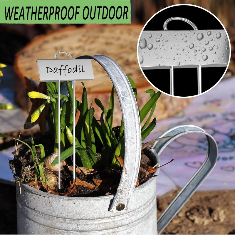 GHAMYEE 30pcs Plant Labels for Outdoor Garden Waterproof Plant Markers for Outdoor Plants, 11inch Metal Garden Plant Tags and Labels for Herbs Vegetable Seedlings Greenhouse（Silver） - Image 5